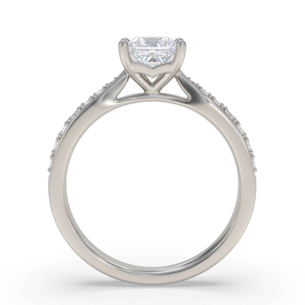 Princess Diamond Shoulder Set Ring set in Platinum