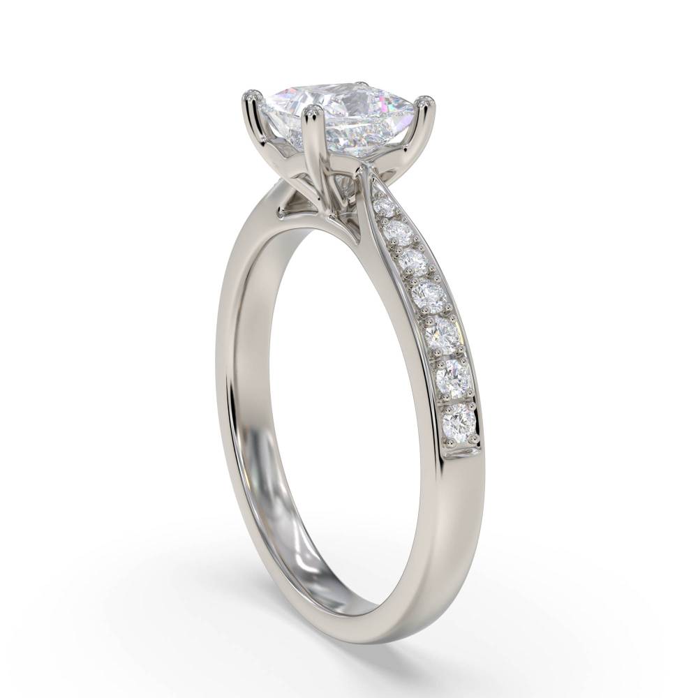 Princess Diamond Shoulder Set Ring set in Platinum