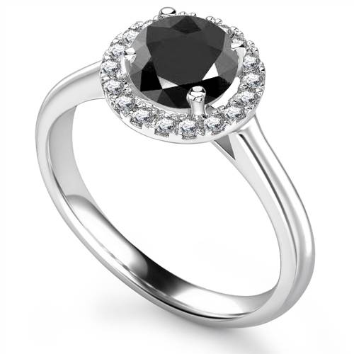 Round Black Diamond Single Halo Ring P