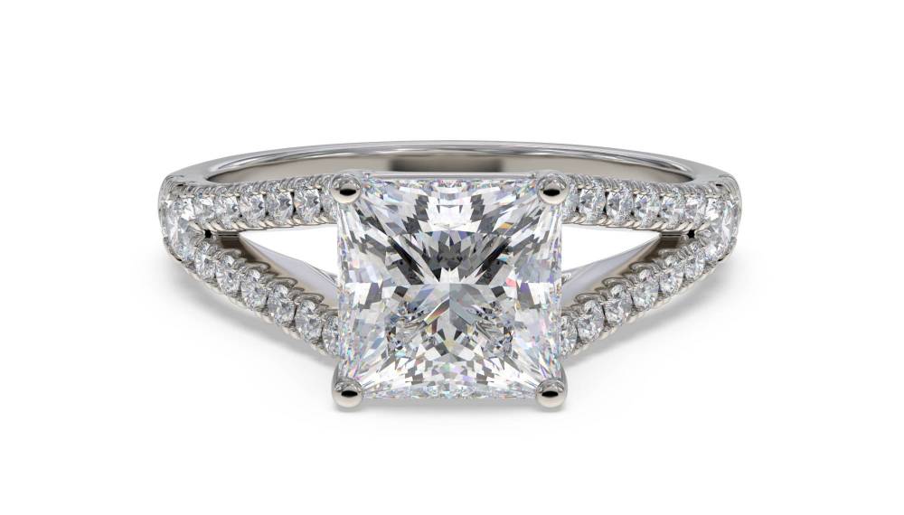 Princess Diamond Shoulder Set Ring set in Platinum