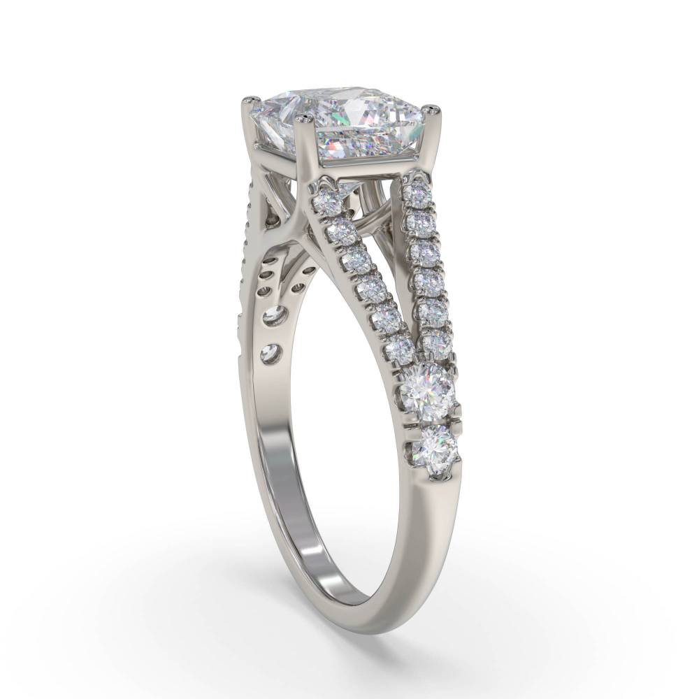 Princess Diamond Shoulder Set Ring set in Platinum