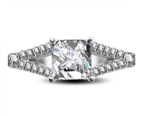 Princess Diamond Shoulder Set Ring P