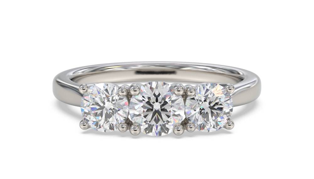 Traditional Round Diamond Trilogy Ring set in Platinum