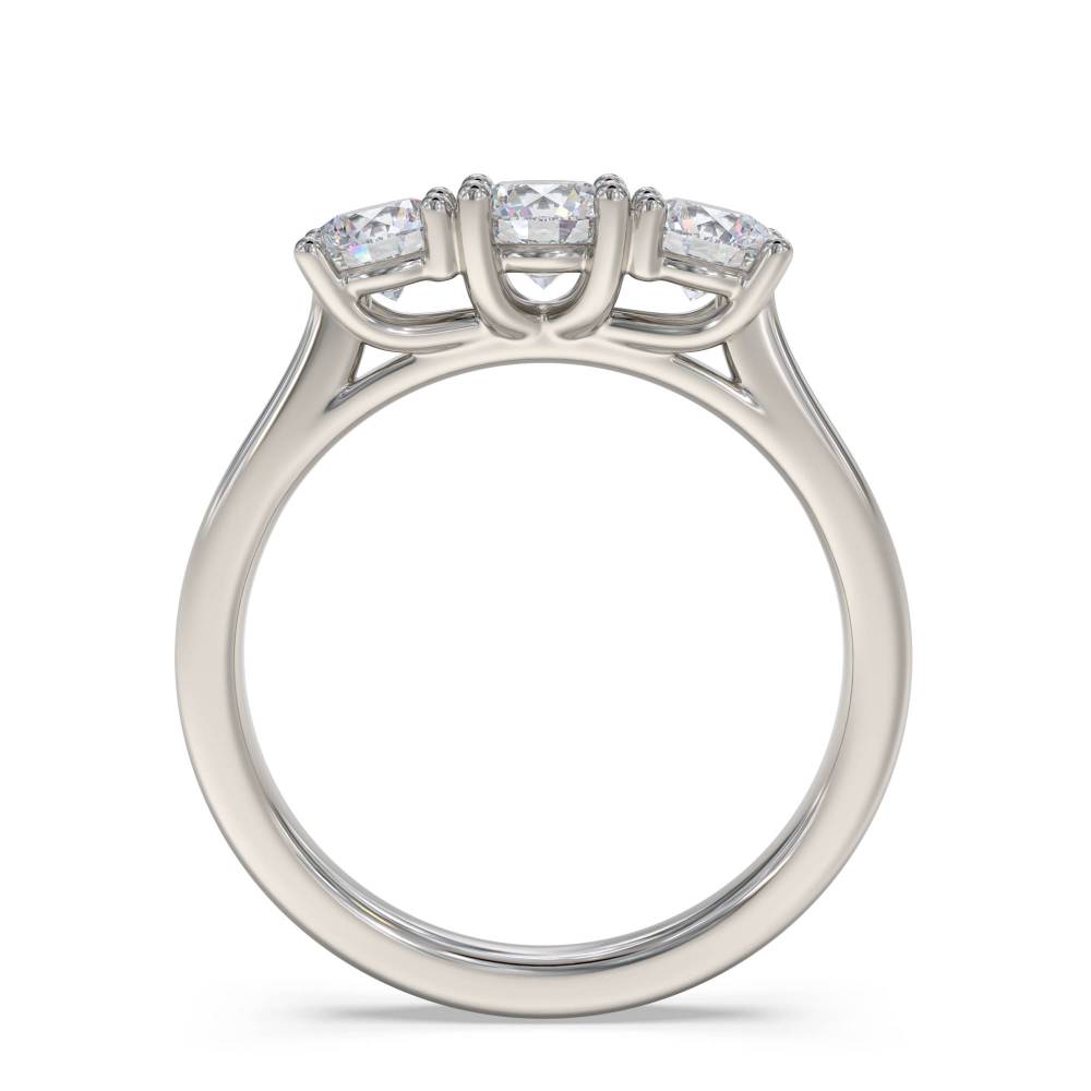 Traditional Round Diamond Trilogy Ring set in Platinum