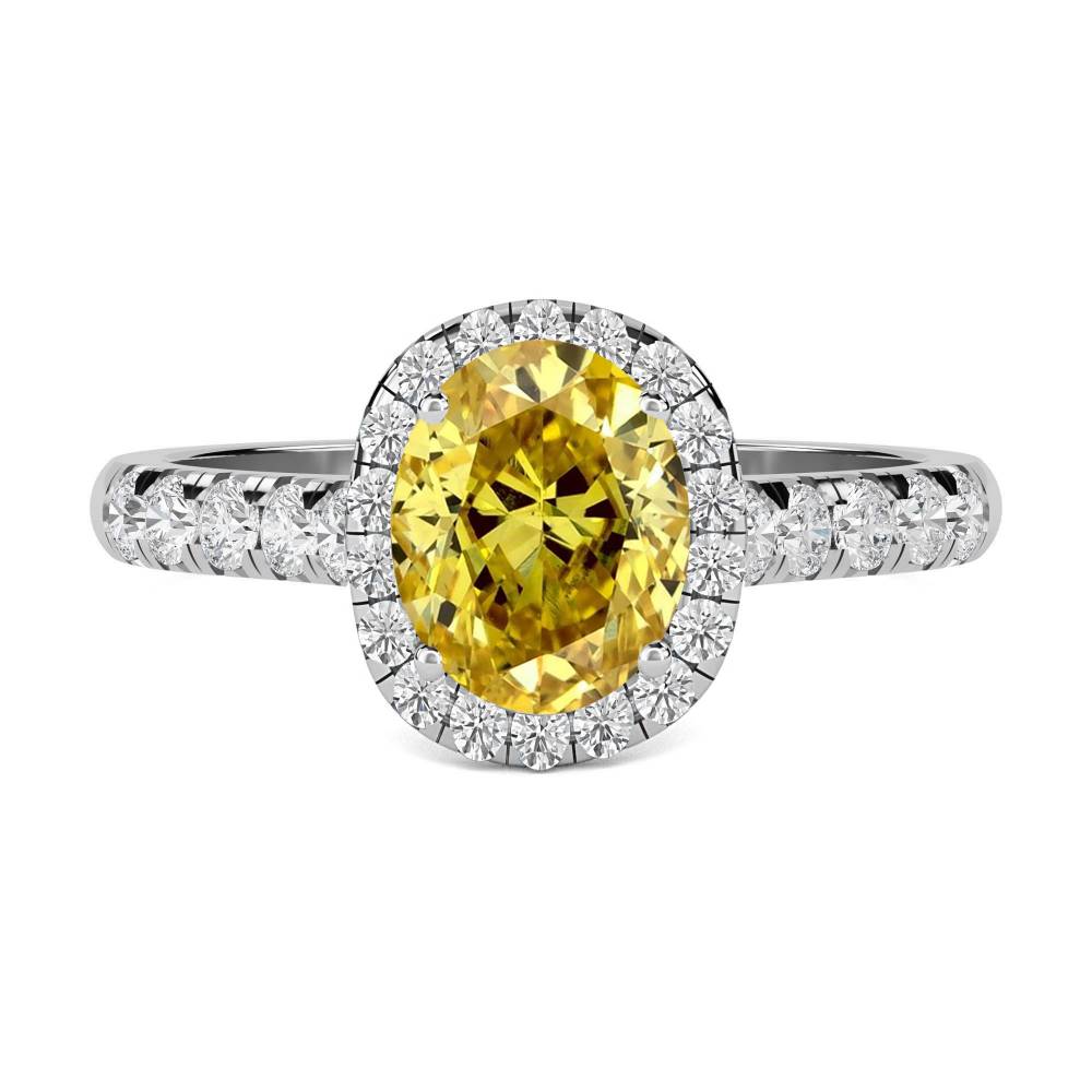 Fancy Yellow Oval Diamond Shoulder Set Ring P