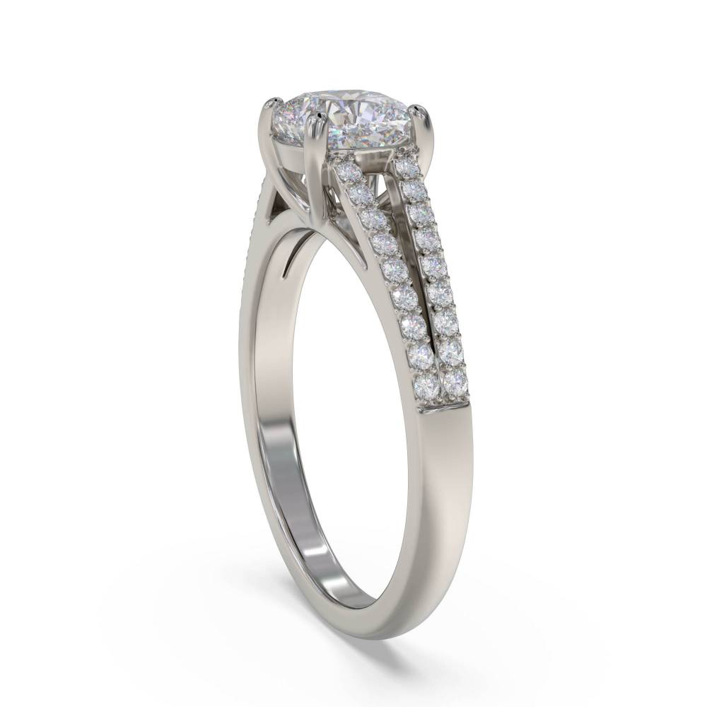 Cushion Diamond Shoulder Set Ring set in Platinum