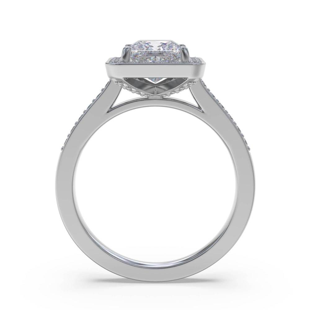 Princess & Round Diamond Halo Shoulder Set Ring Image