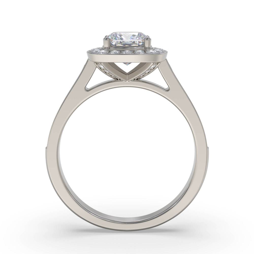 Cushion Diamond Single Halo Shoulder Set Ring Image