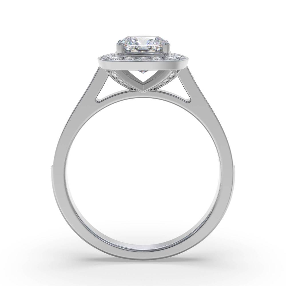 Cushion Diamond Single Halo Shoulder Set Ring Image