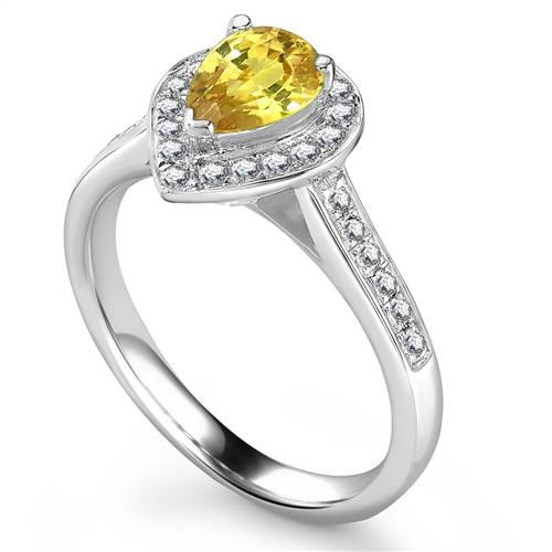 Fancy Yellow Pear Diamond Halo Ring P