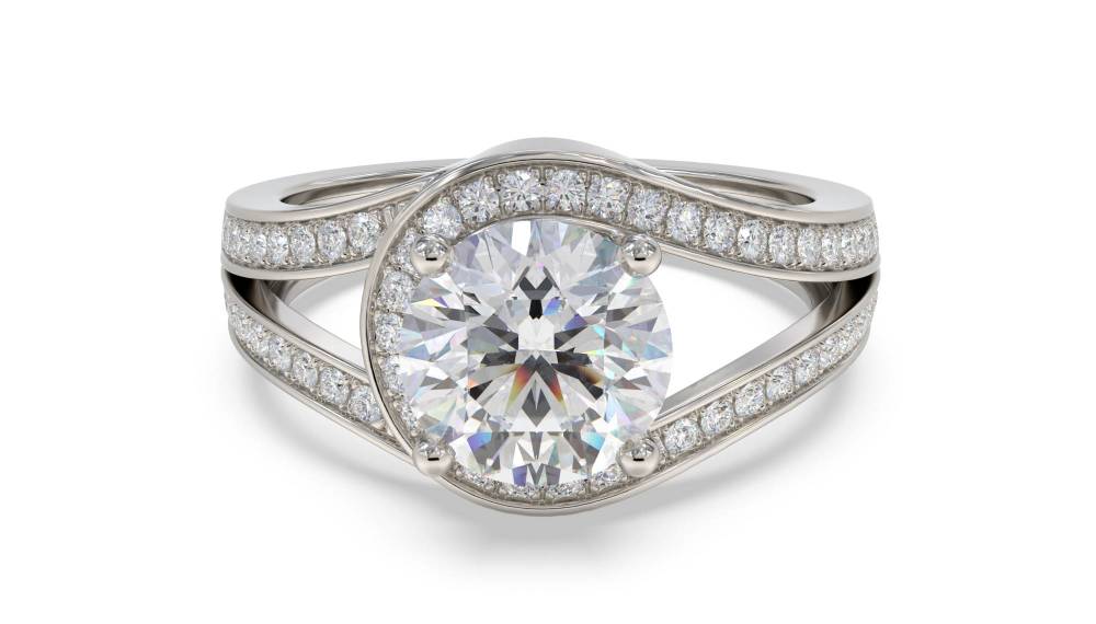 Round Diamond Designer Ring set in Platinum