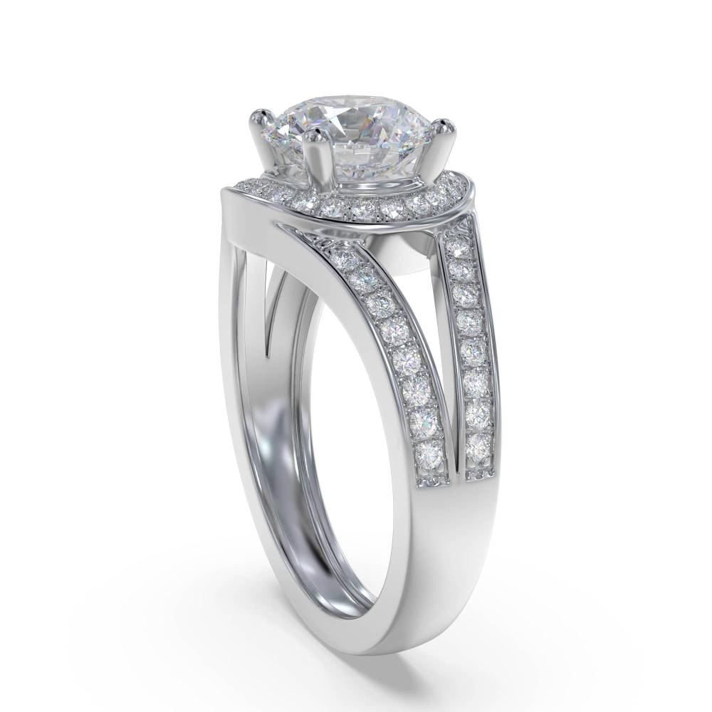 Round Diamond Designer Ring White Gold