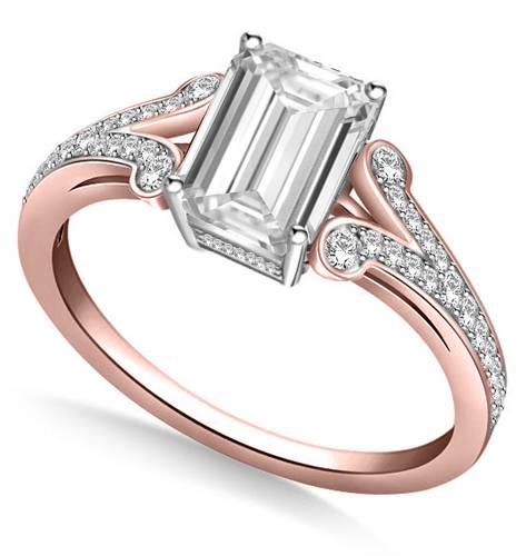 Split Shank Emerald Diamond Designer Ring Image