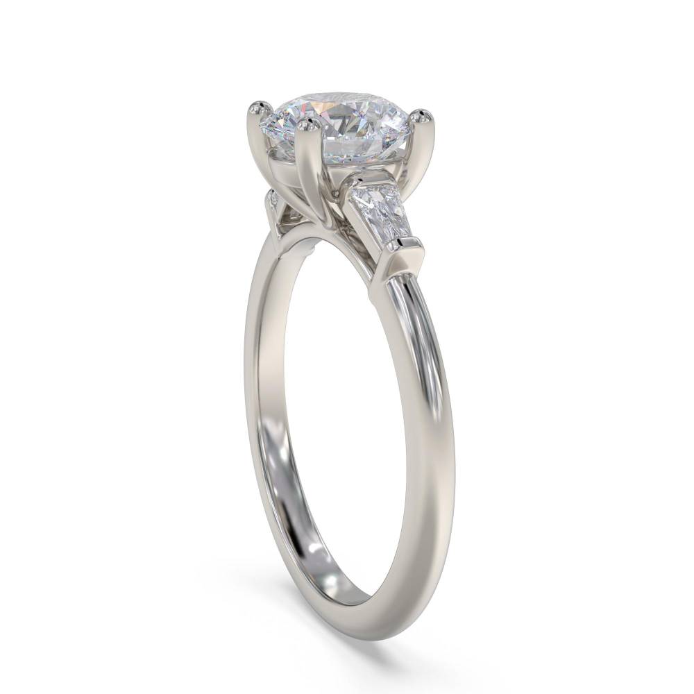 Stylish Round & Baguette Diamond Trilogy Ring Image