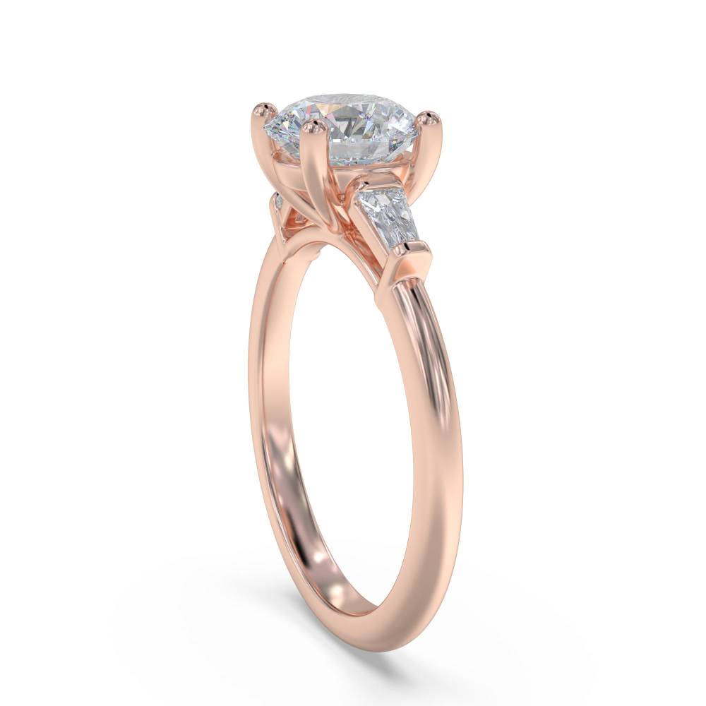 Stylish Round & Baguette Diamond Trilogy Ring Image