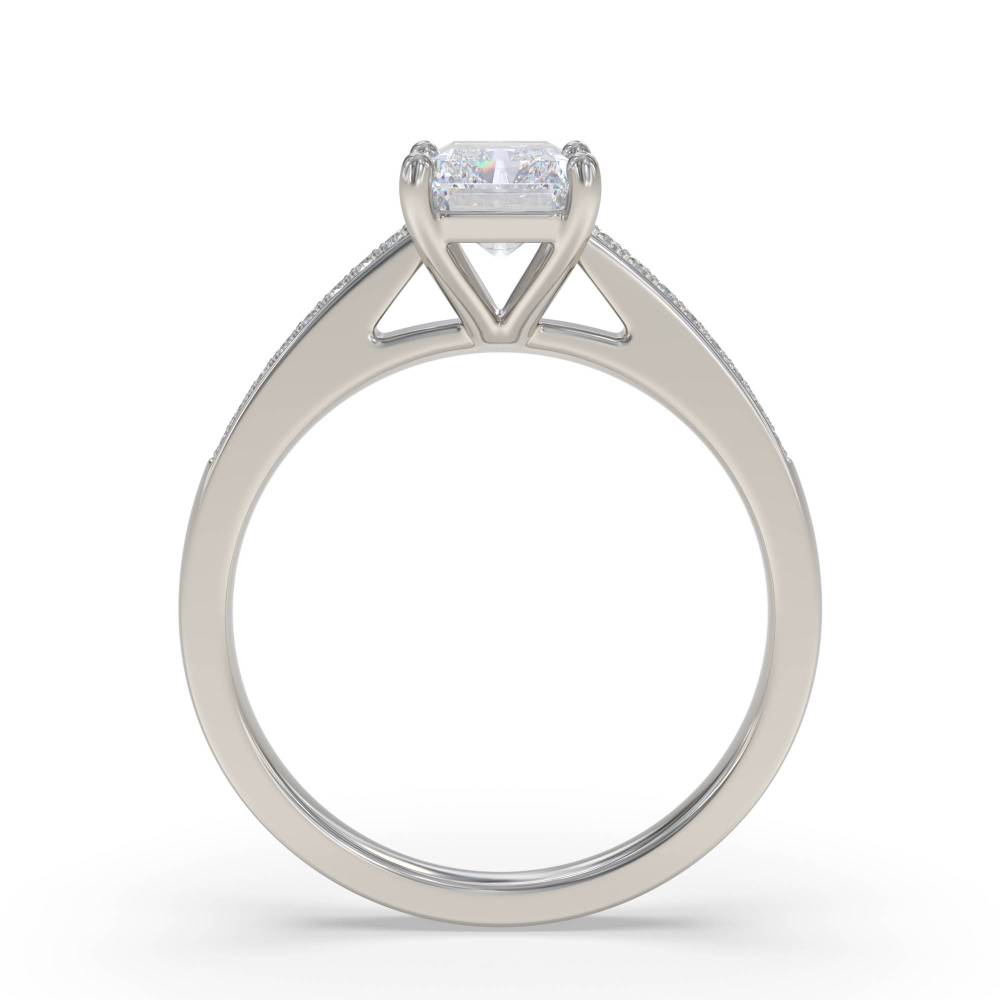 Radiant Diamond Shoulder Set Ring set in Platinum