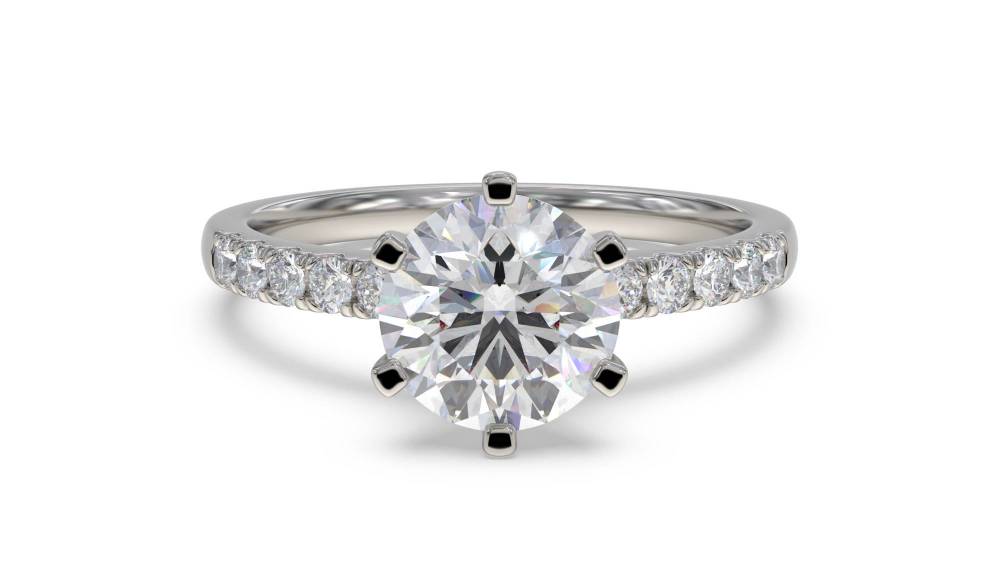 Round Diamond Shoulder Set Ring set in Platinum