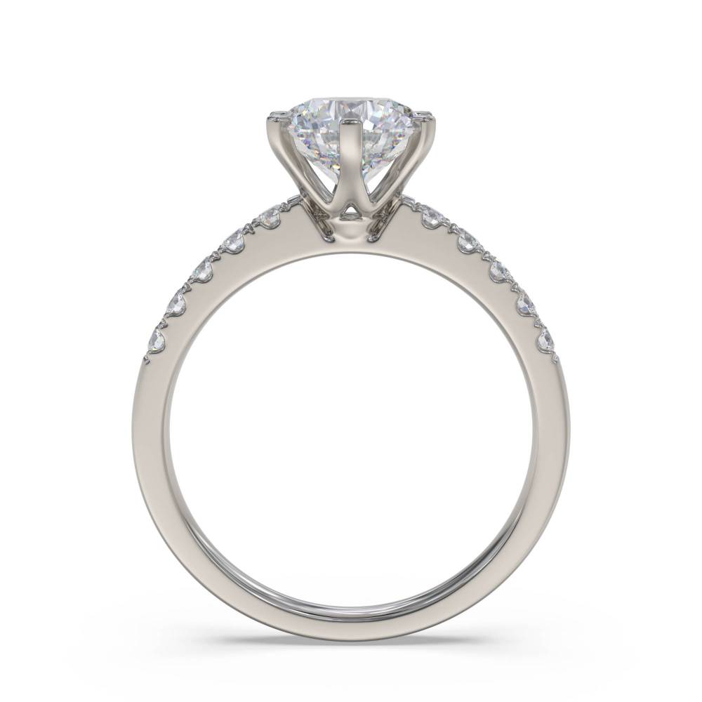 Round Diamond Shoulder Set Ring set in Platinum