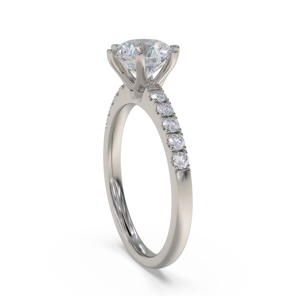 Round Diamond Shoulder Set Ring set in Platinum