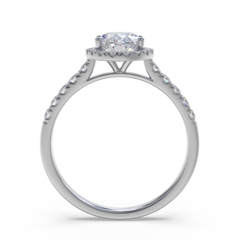 Oval Diamond Single Halo Shoulder Set Ring Image