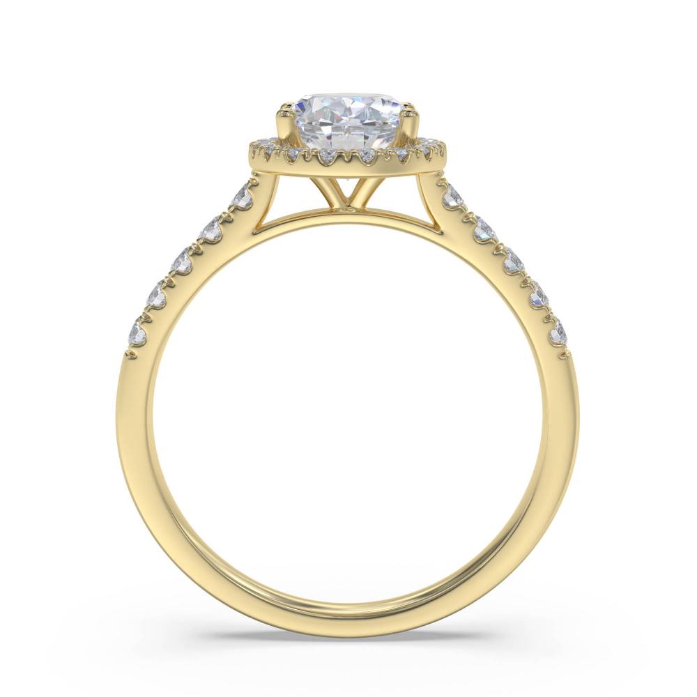 Oval Diamond Single Halo Shoulder Set Ring Image