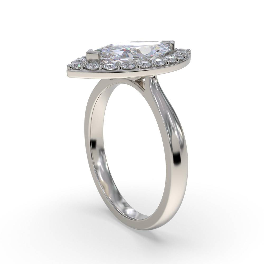 Marquise & Round Diamond Single Halo Ring P