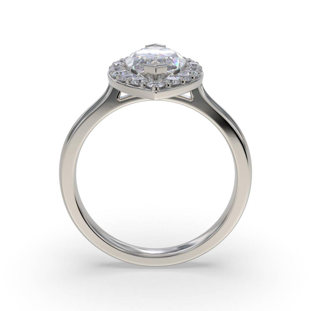 Marquise & Round Diamond Single Halo Ring P