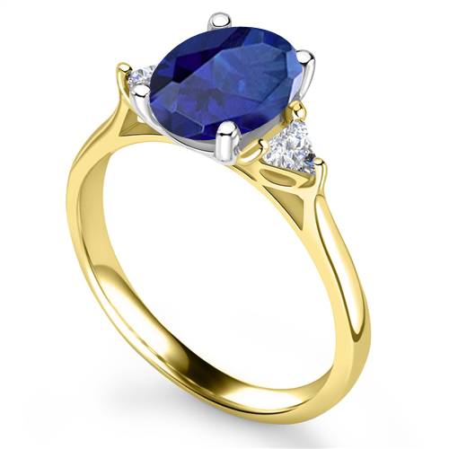 Blue Sapphire Oval & Trillian Diamond Trilogy Ring Image