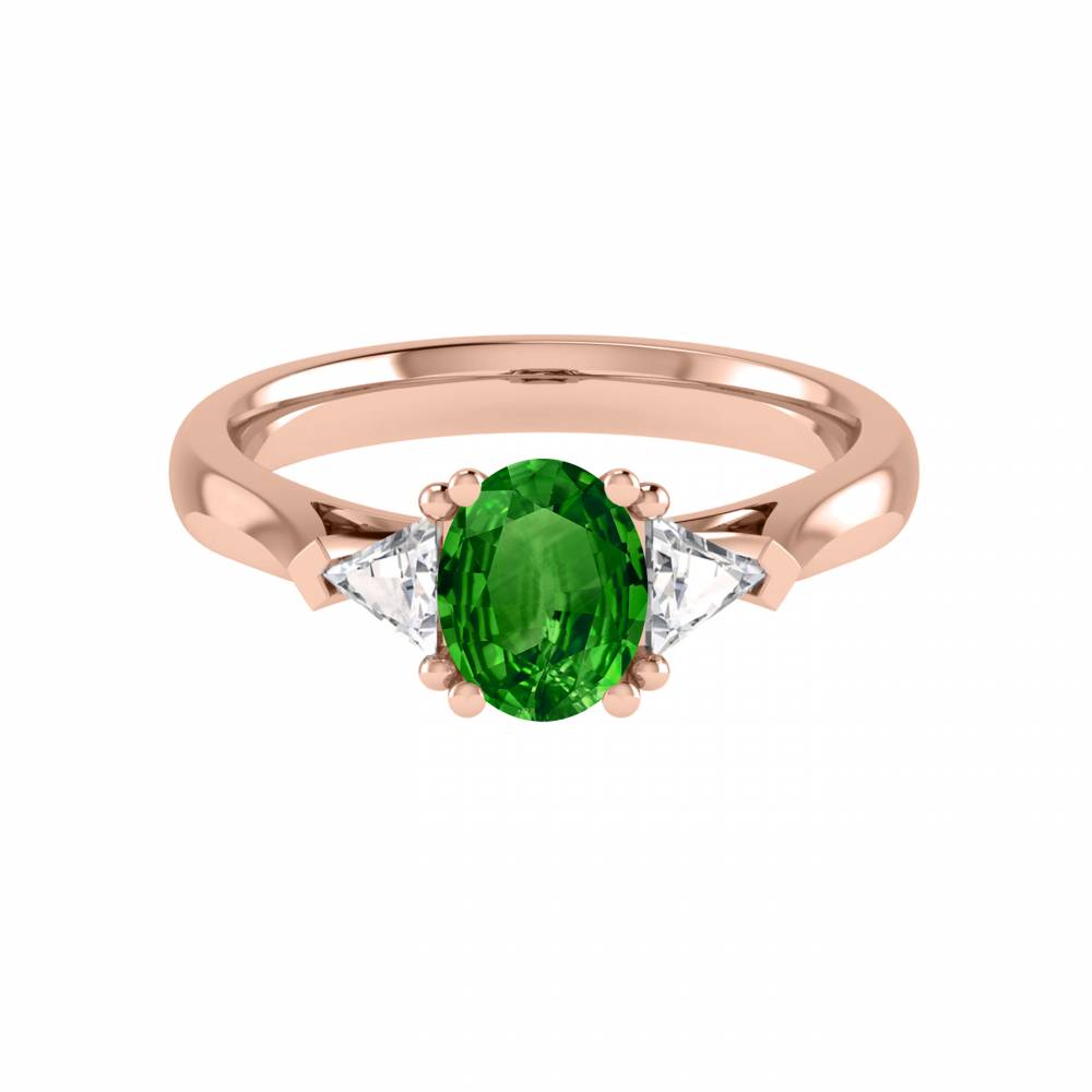 Elegant Emerald Diamond Trilogy Ring
 Image