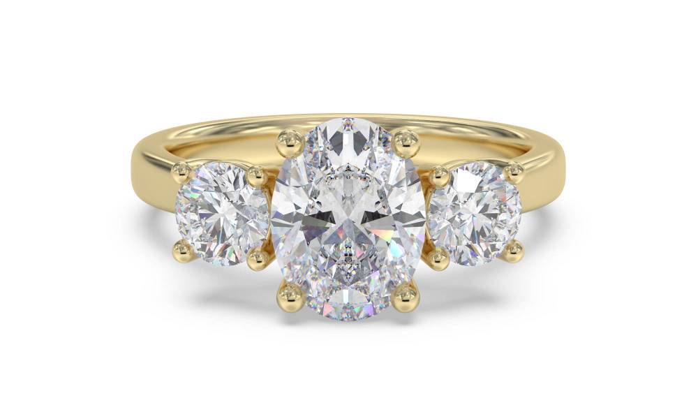 Modern Oval & Round Diamond Trilogy Ring Image