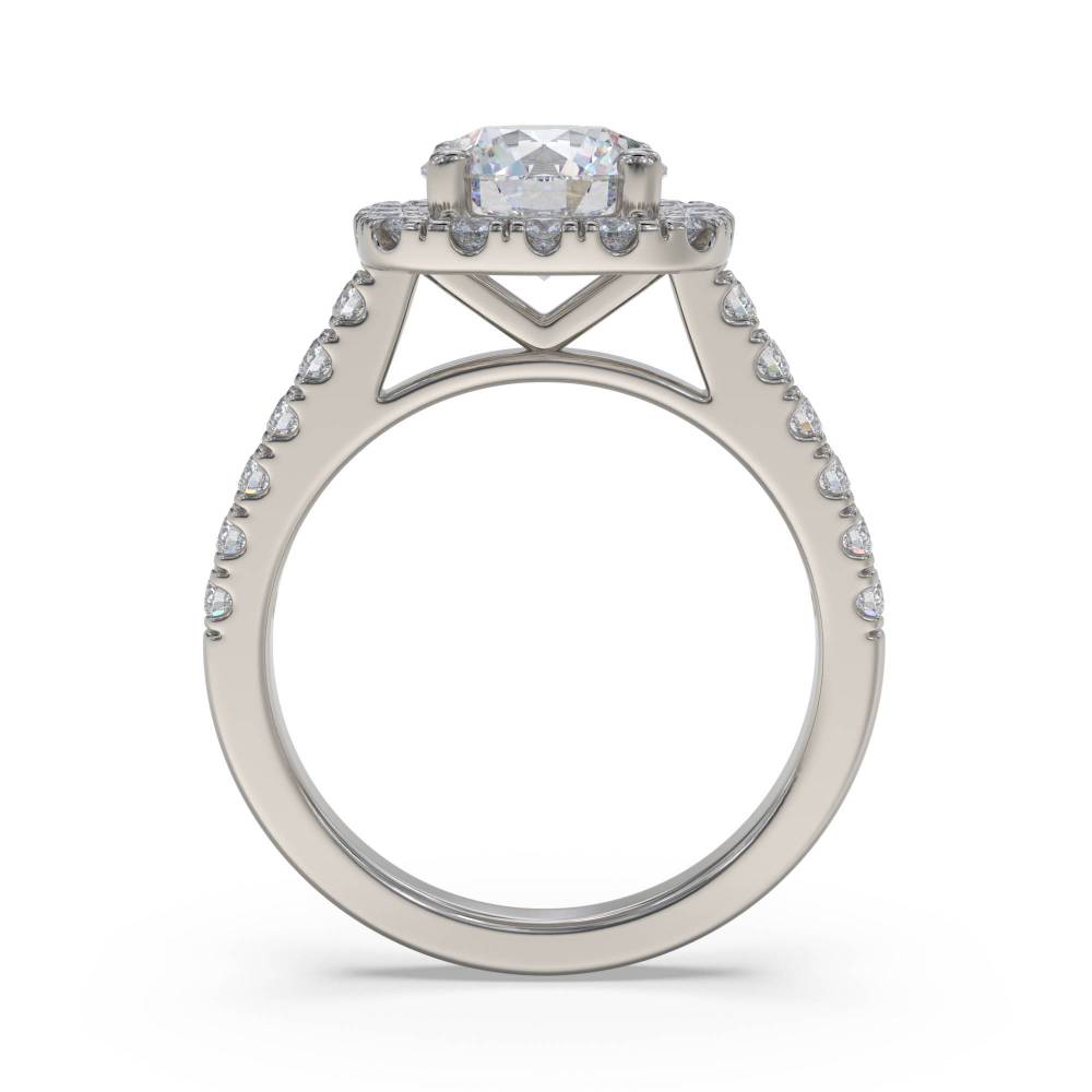 Modern Round Diamond Single Halo Ring set in Platinum