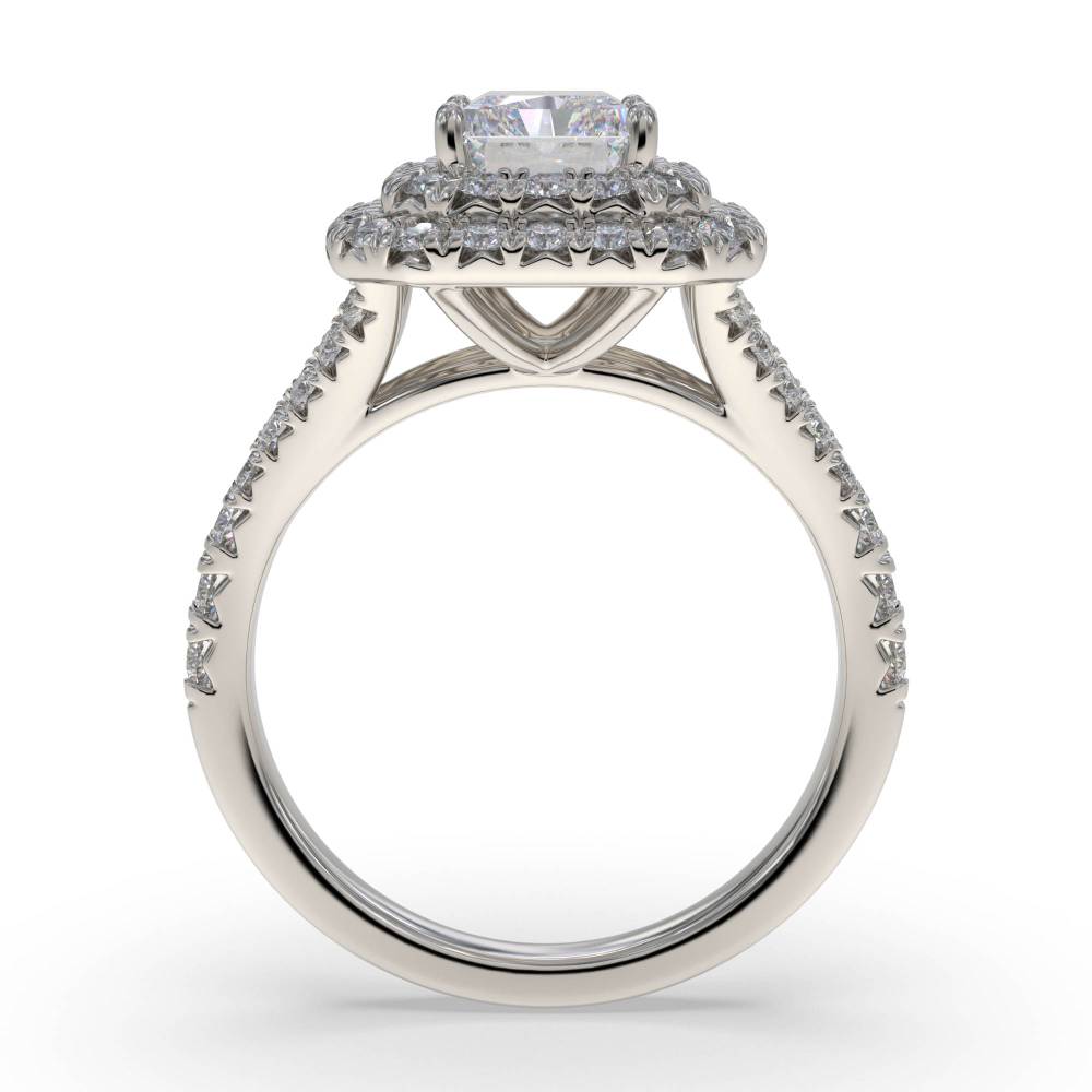 Radiant Diamond Double Halo Shoulder Set Ring P