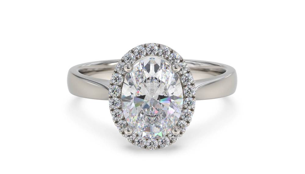 Oval Diamond Single Halo Ring Image