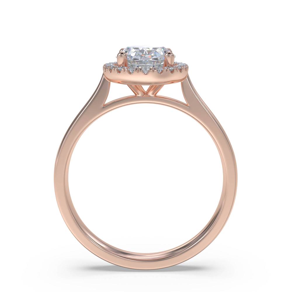 Oval Diamond Single Halo Ring Image