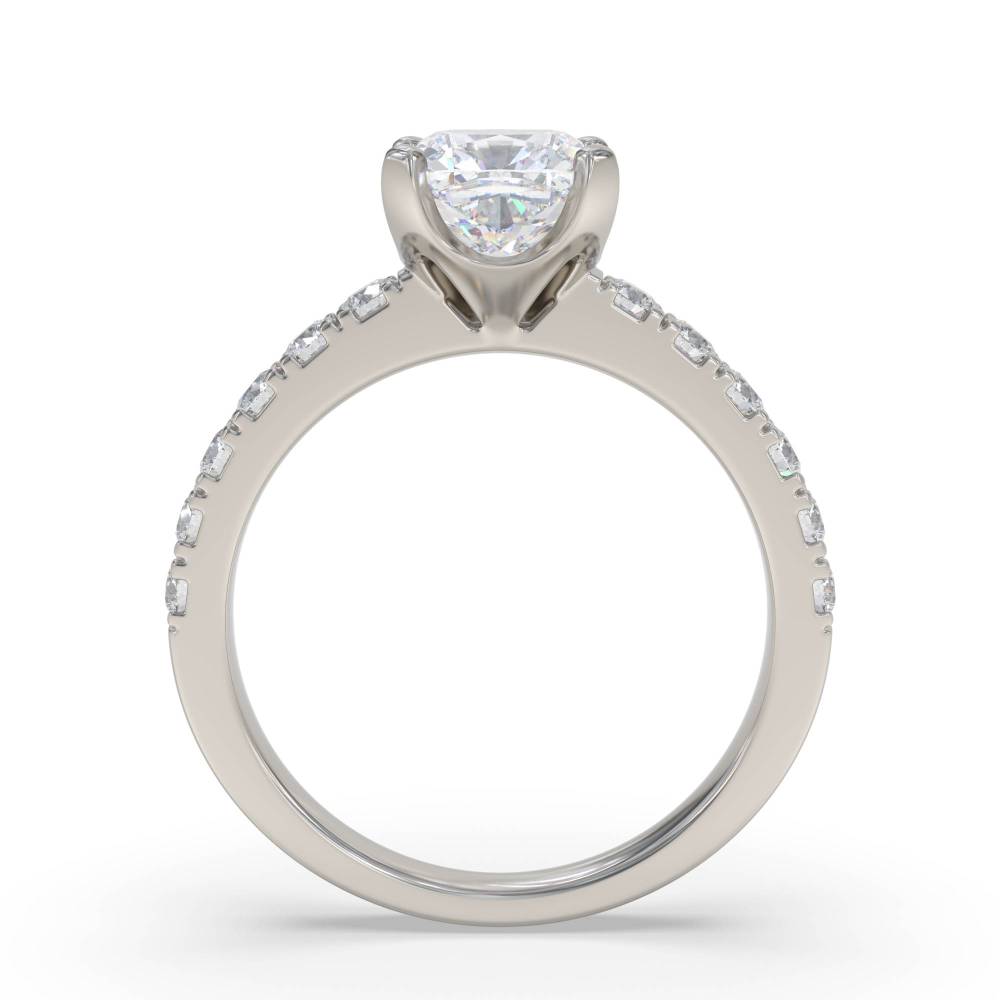 Cushion Diamond Shoulder Set Ring set in Platinum