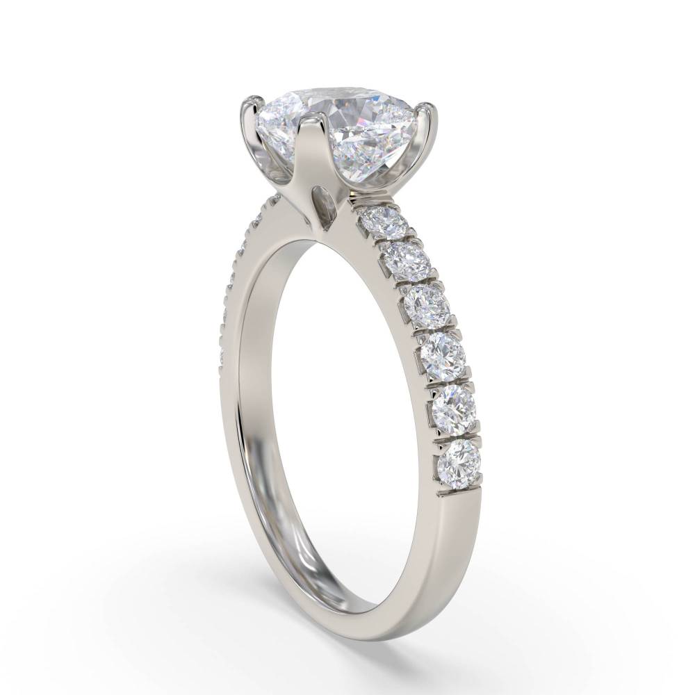 Cushion Diamond Shoulder Set Ring set in Platinum