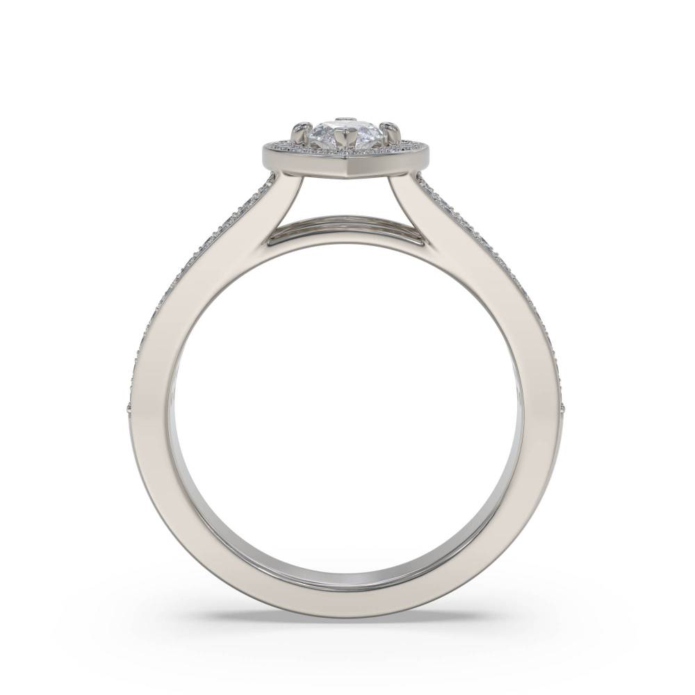 Marquise Diamond Single Halo Split Shoulder Set Ring set in Platinum