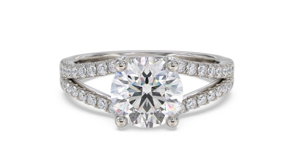 Round Diamond Shoulder Set Ring set in Platinum