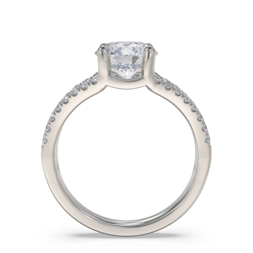 Round Diamond Shoulder Set Ring set in Platinum