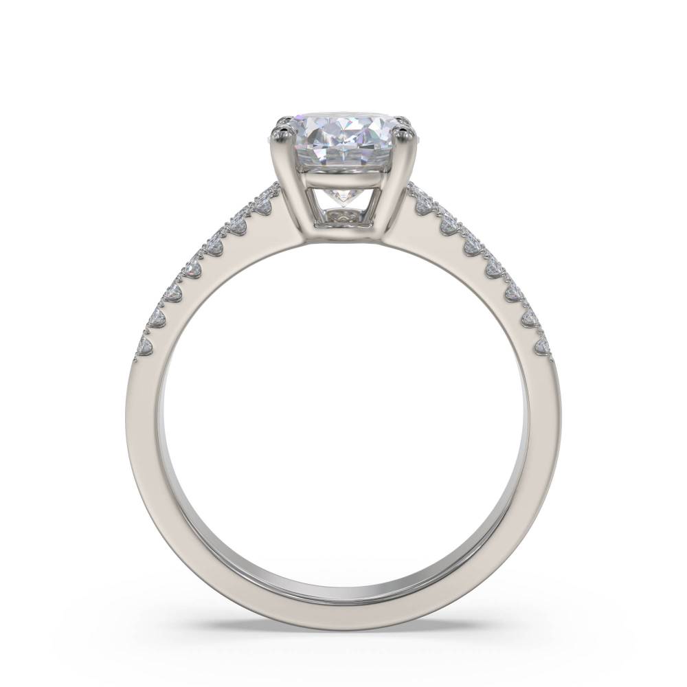 Oval Diamond Shoulder Set Ring set in Platinum