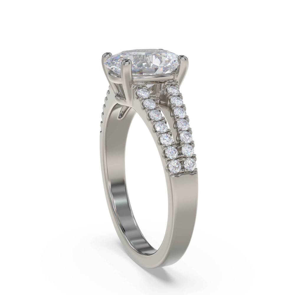 Oval Diamond Shoulder Set Ring set in Platinum