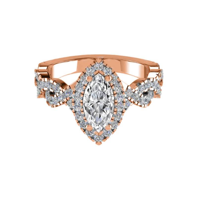 Marquise Diamond Single Halo Shoulder Set Ring Image