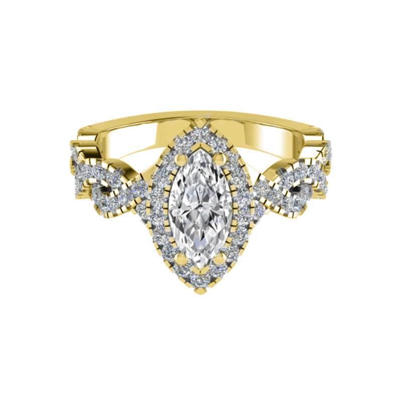 Marquise Diamond Single Halo Shoulder Set Ring Image