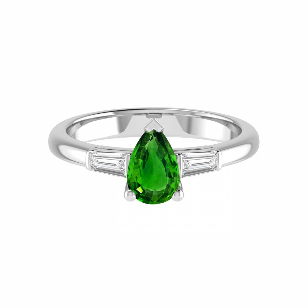 Elegant Emerald Diamond Trilogy Ring
 Image