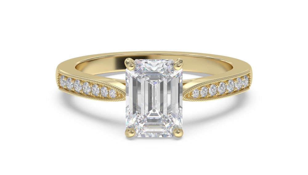 Emerald Diamond Shoulder Set Ring Y