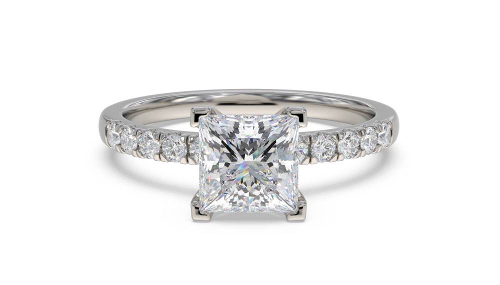 Princess Diamond Shoulder Set Ring set in Platinum