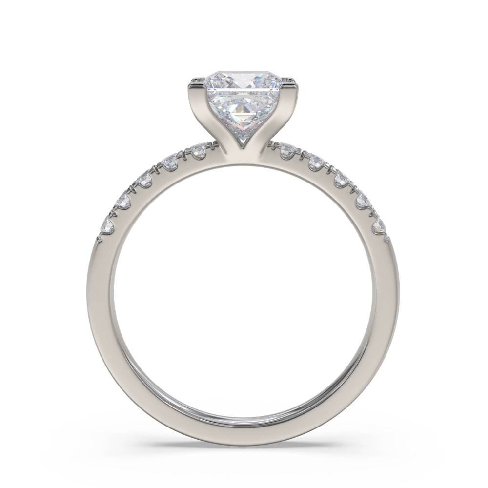 Princess Diamond Shoulder Set Ring set in Platinum