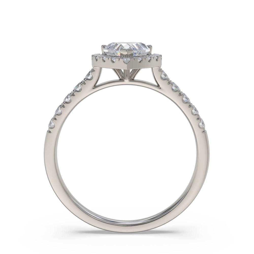 Heart Shaped Diamond Single Halo Shoulder Set Ring set in Platinum