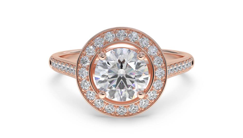 Modern Round Diamond Single Halo Ring Image