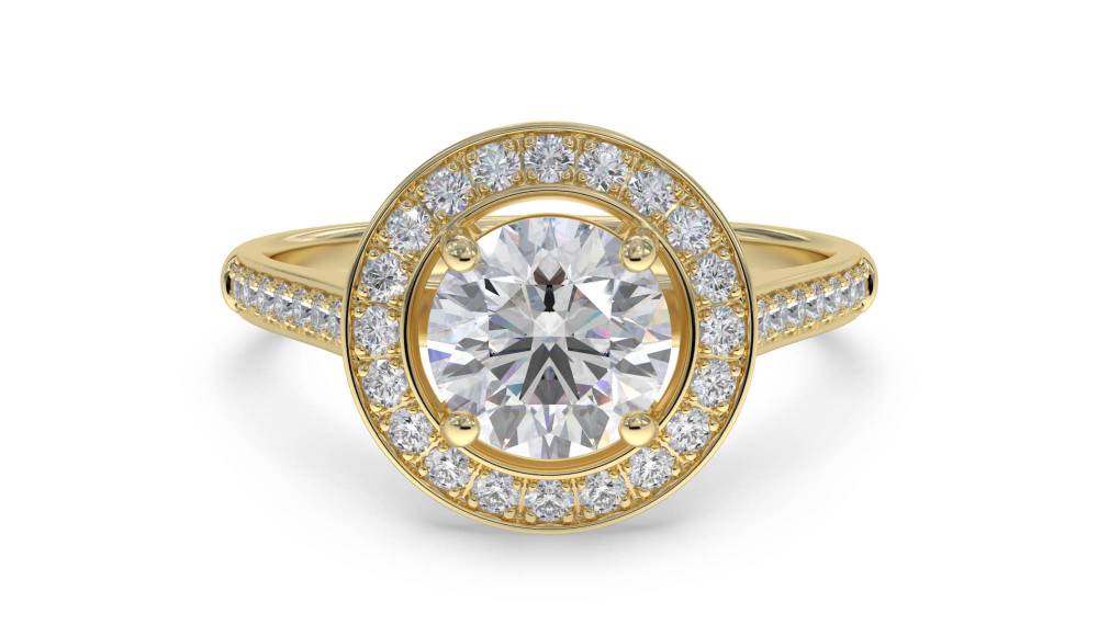 Modern Round Diamond Single Halo Ring Image